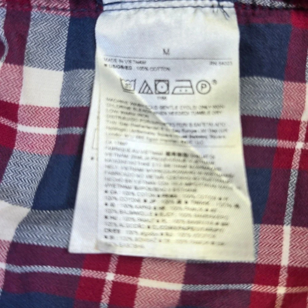 Banana Republic Soft Wash Plaid Button Down Shirt Mens Medium Red White Blue